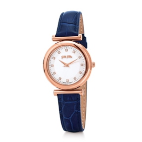 Sparkle Chic Small Case Leather Watch-